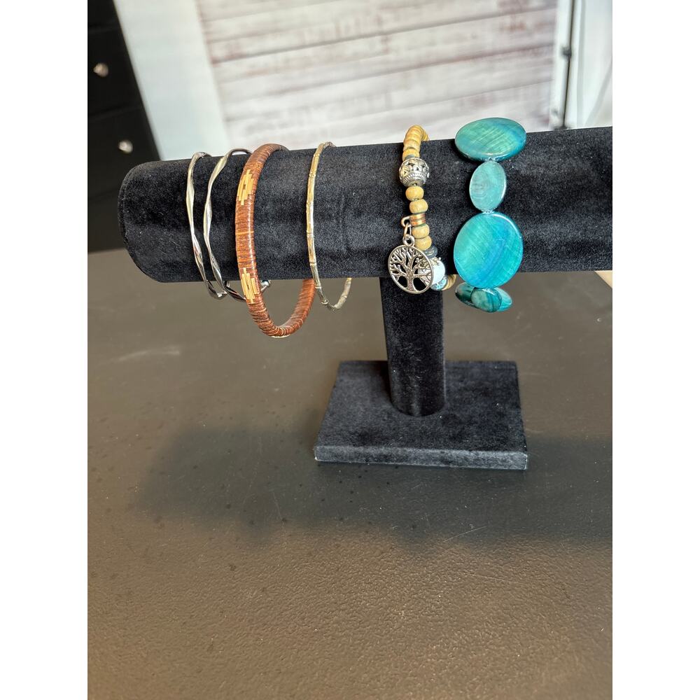 Lot 6 Pieces Mixed Retro Modern Fashion Jewelry Bracelets Turquoise Boho Woven